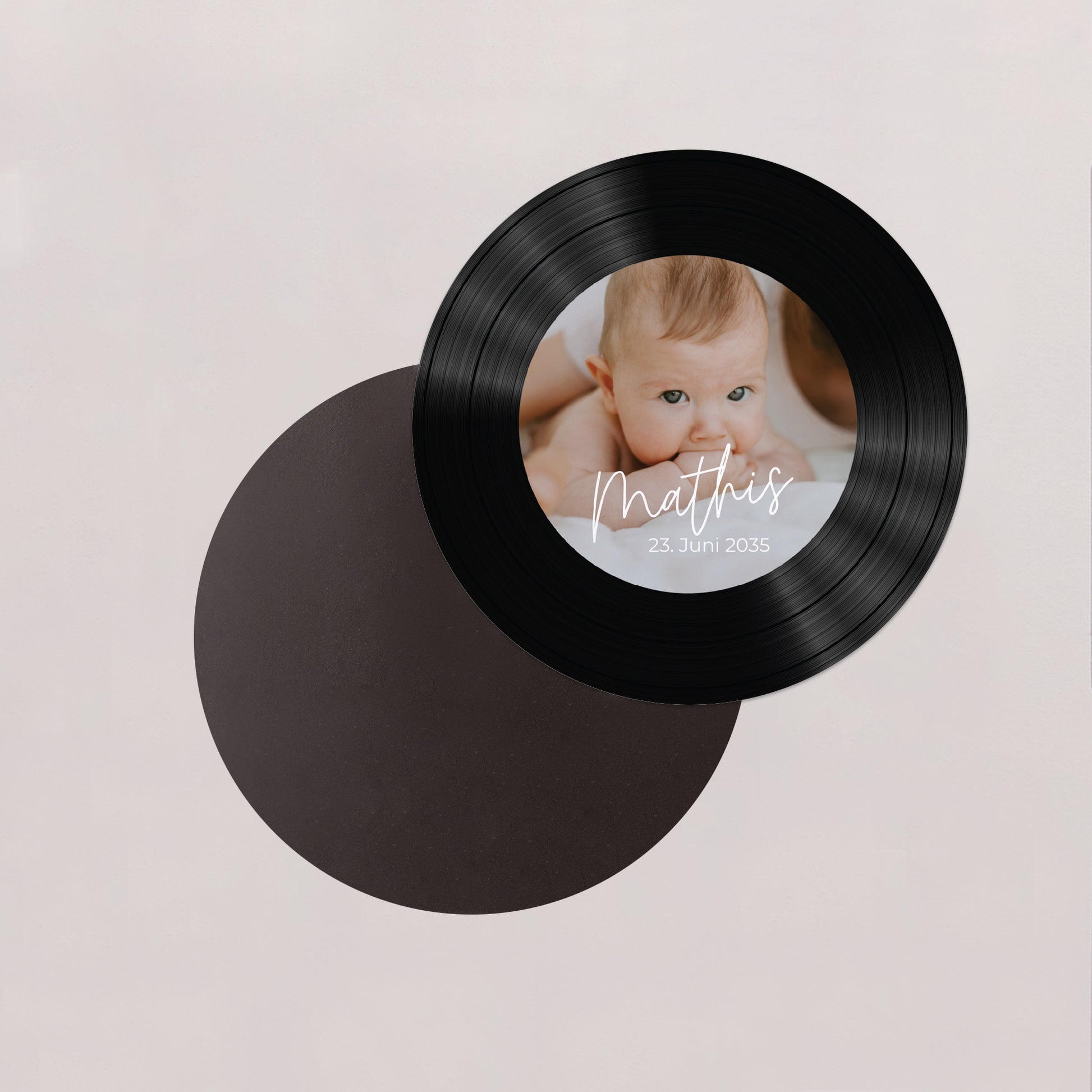 Geburtskarten Set von 8, magnetisch, rund, Ø 10 cm single baby foto N° 2
