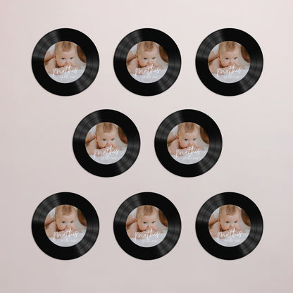 Geburtskarten Set von 8, magnetisch, rund, Ø 10 cm single baby foto N° 3