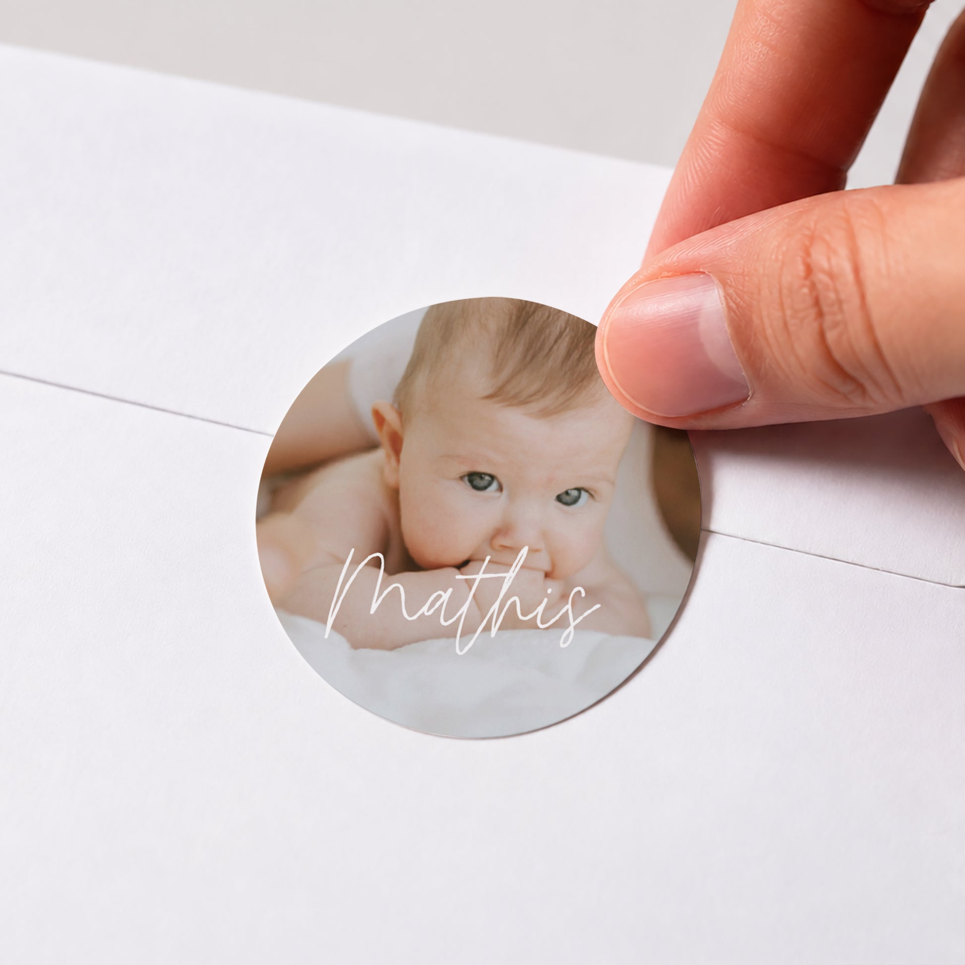Sticker Geburt Rund single baby foto N° 1