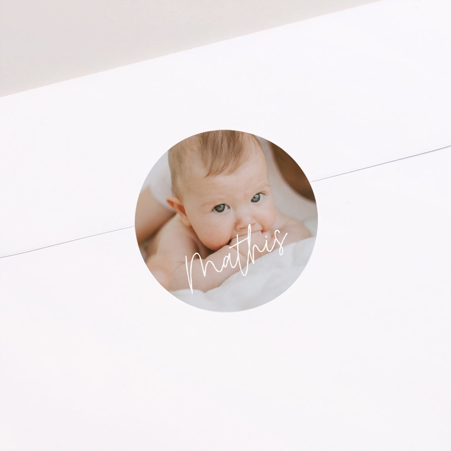 Sticker Geburt Rund single baby foto N° 2
