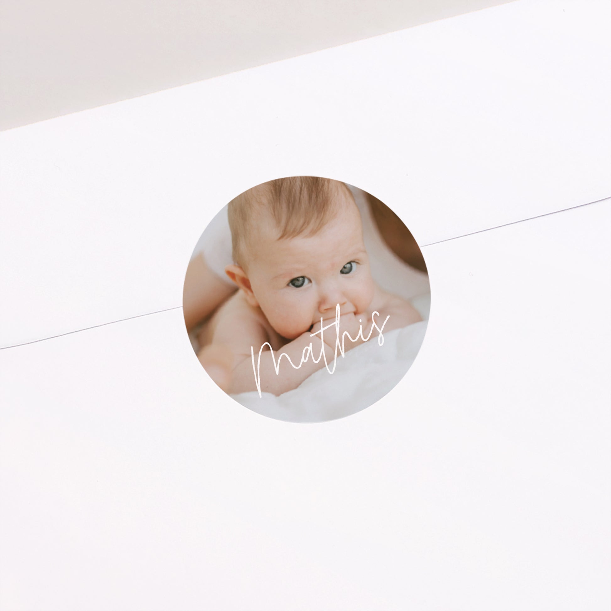 Sticker Geburt Rund single baby foto N° 2