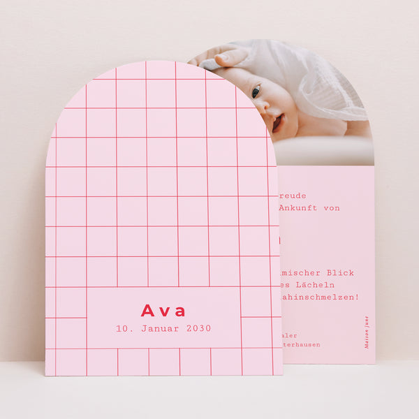Geburtskarten Kleine Arche Neuer Vichy Pink foto