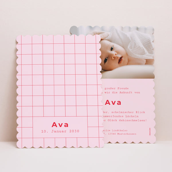 Geburtskarten Porträt, Keksränder Neuer Vichy Pink foto