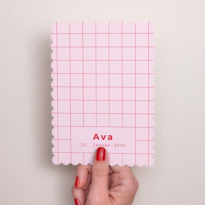 Geburtskarten Porträt, Keksränder Neuer Vichy Pink foto N° 2