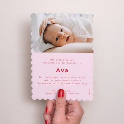 Geburtskarten Porträt, Keksränder Neuer Vichy Pink foto N° 3