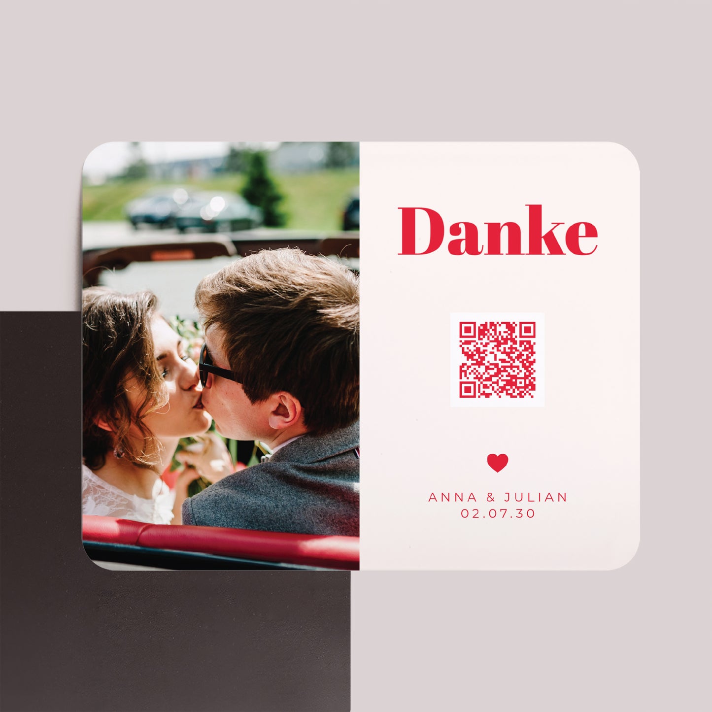 Dankeskarte Hochzeit Set von 8, magnetisch, Landschaft, rechteckige abgerundete Ecken Wir sagen ja foto N° 1
