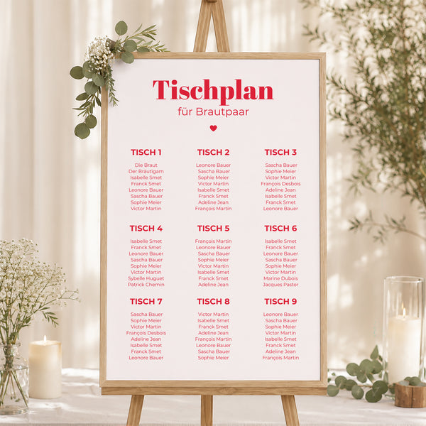 Sitzplan Hochzeit Porträt 60 x 90 cm Wir sagen ja foto