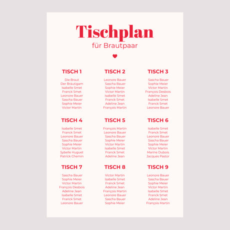 Sitzplan Hochzeit Porträt 60 x 90 cm Wir sagen ja