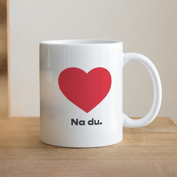 Weißer Becher Hallo du foto