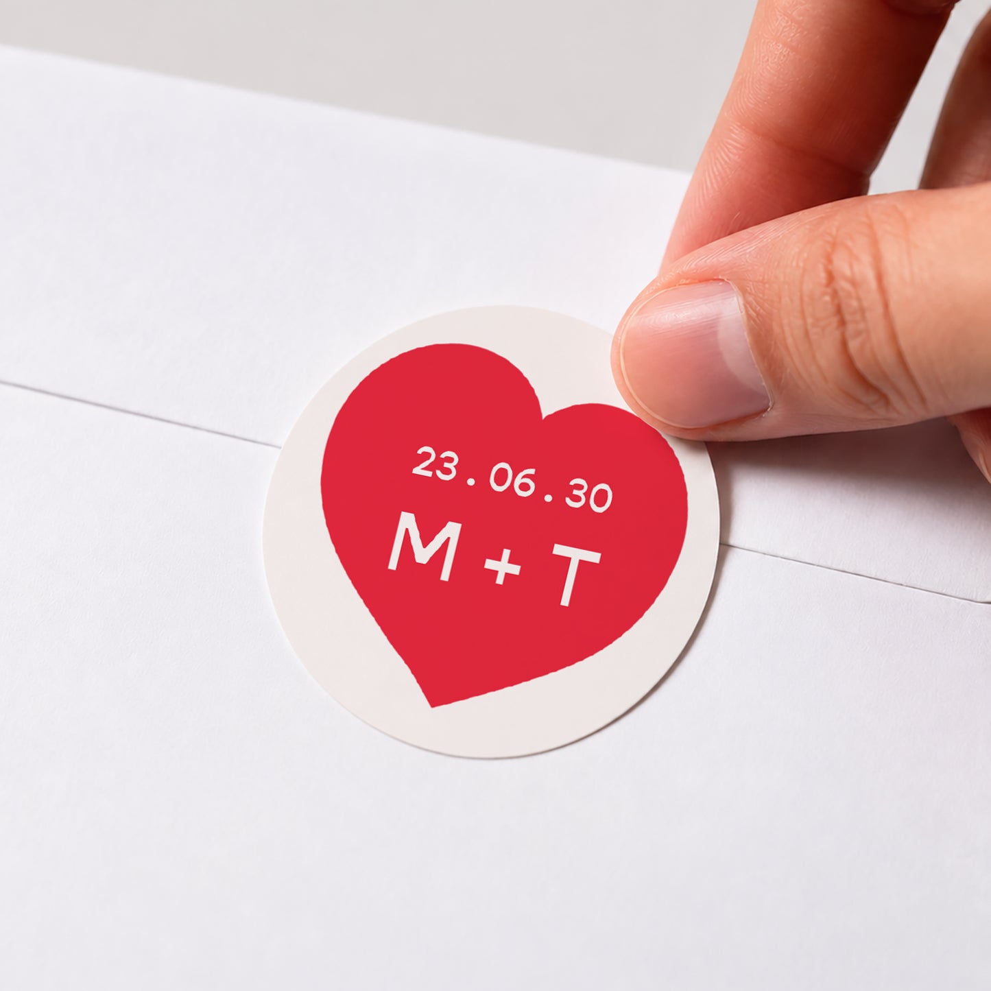 Sticker Hochzeit Rund Liebe in den Achtzigern Rot foto N° 1