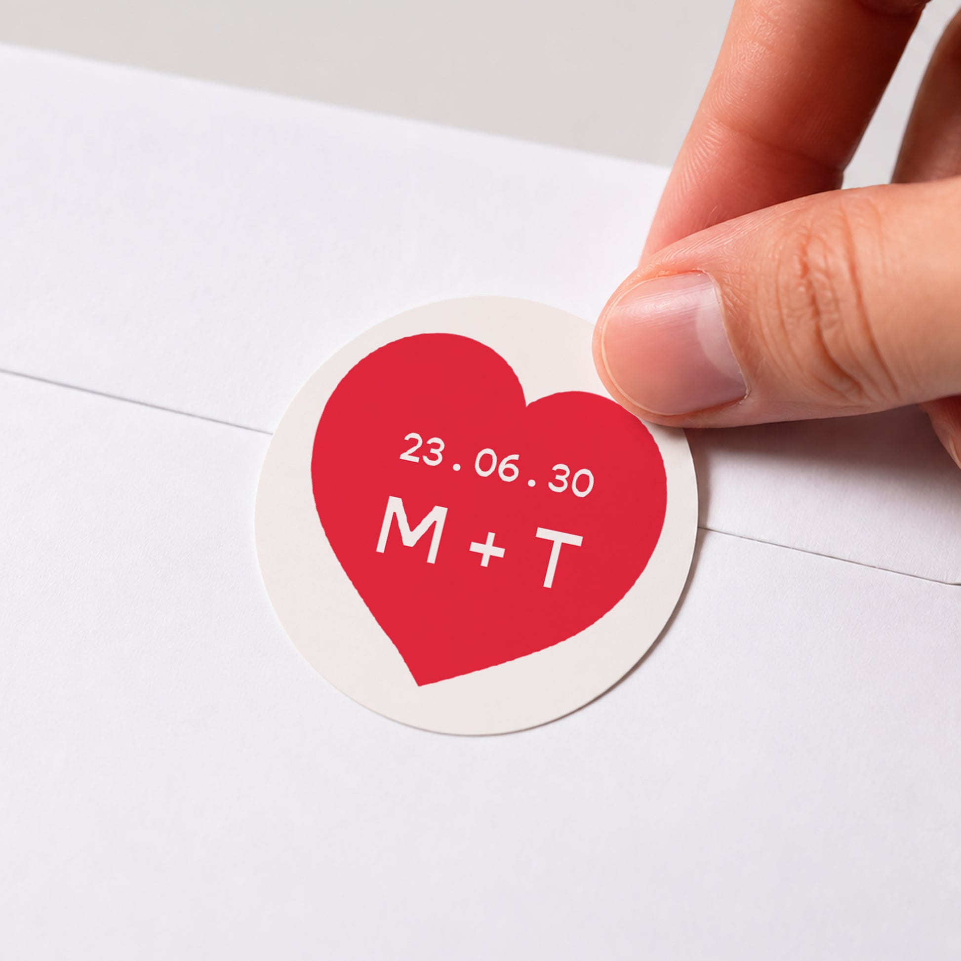 Sticker Hochzeit Rund Liebe in den Achtzigern Rot foto N° 1