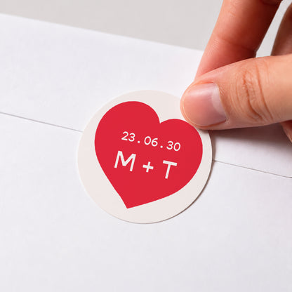 Sticker Hochzeit Rund Liebe in den Achtzigern Rot foto N° 1
