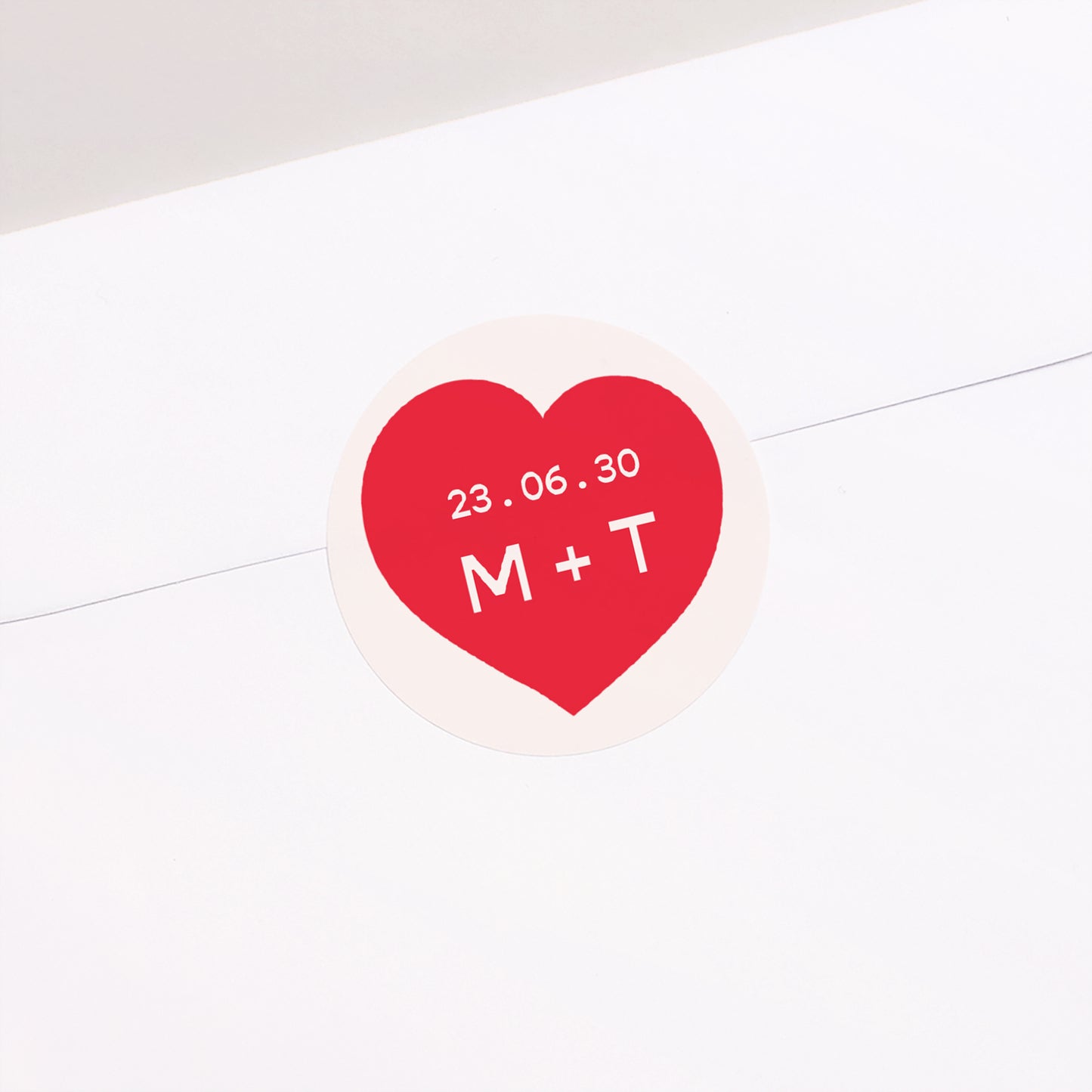 Sticker Hochzeit Rund Liebe in den Achtzigern Rot foto N° 2