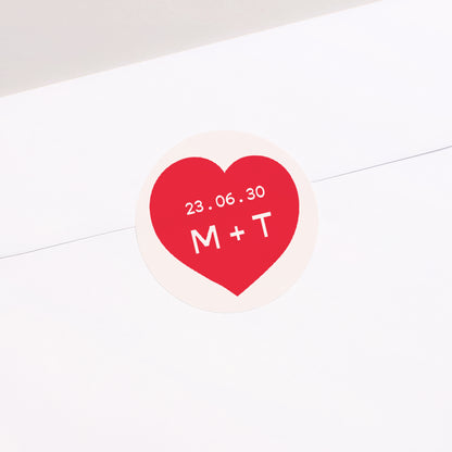 Sticker Hochzeit Rund Liebe in den Achtzigern Rot foto N° 2