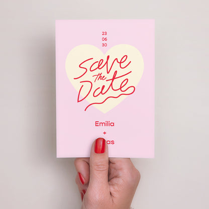 Save the date Karte Hochzeit Porträt Hallo Liebesrosa. foto N° 2
