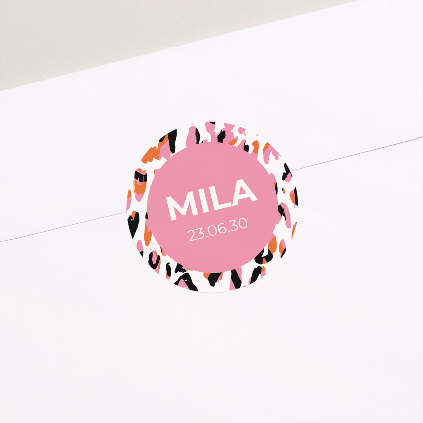 Sticker Geburt Rund funky Leopard foto N° 2