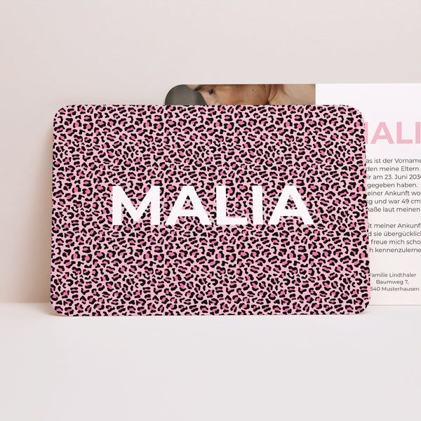Geburtskarten Landschaft, abgerundete Ränder Rosa Leopard foto