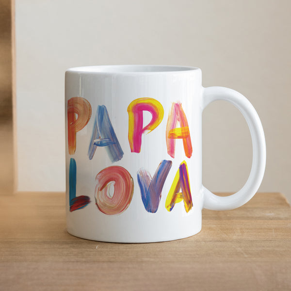 Tasse Objekte Weiß PAPA LOVA COLORS -> PAPA LOVA FARBEN foto