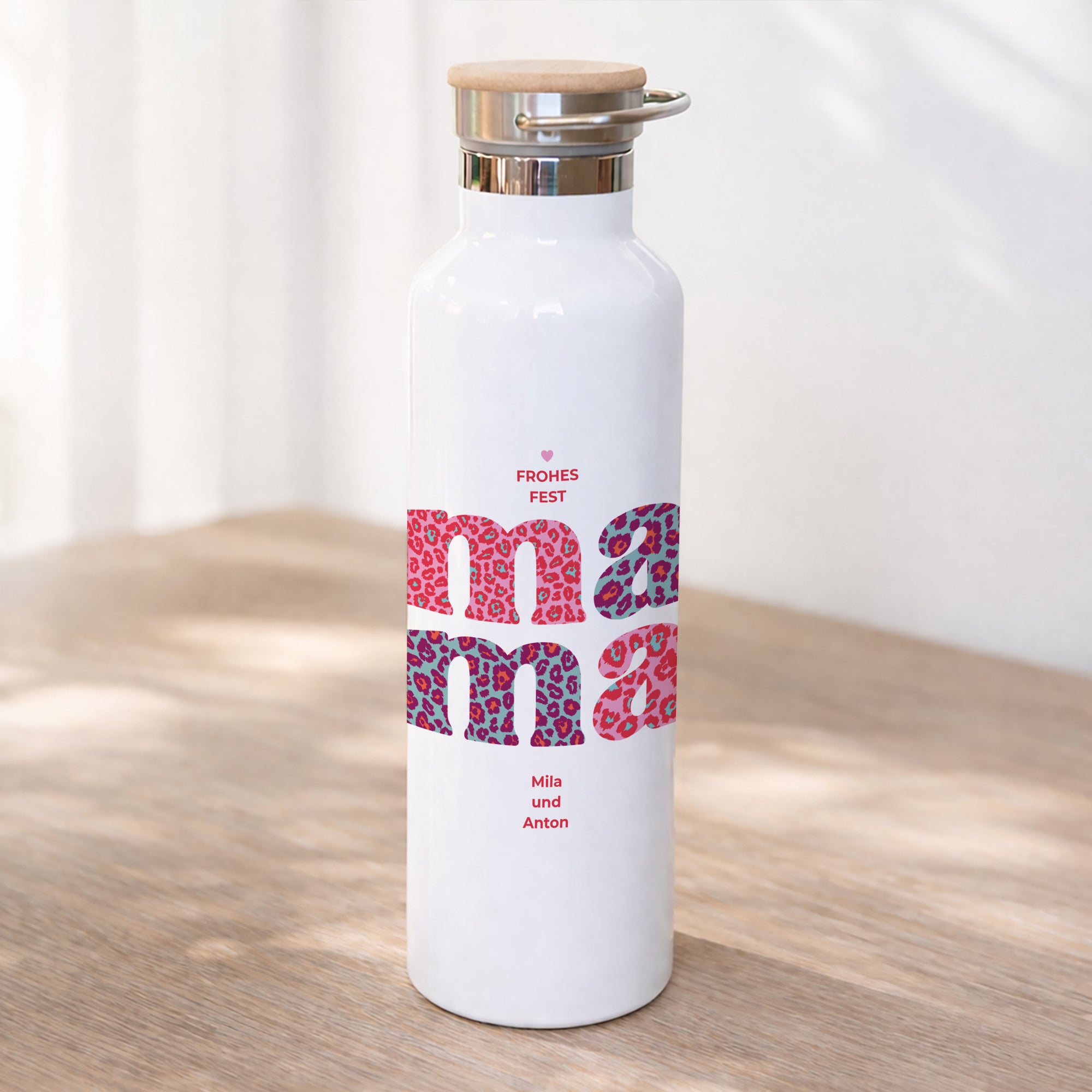 Trinkflasche Objekte 75 cl Leopard Mama foto N° 1