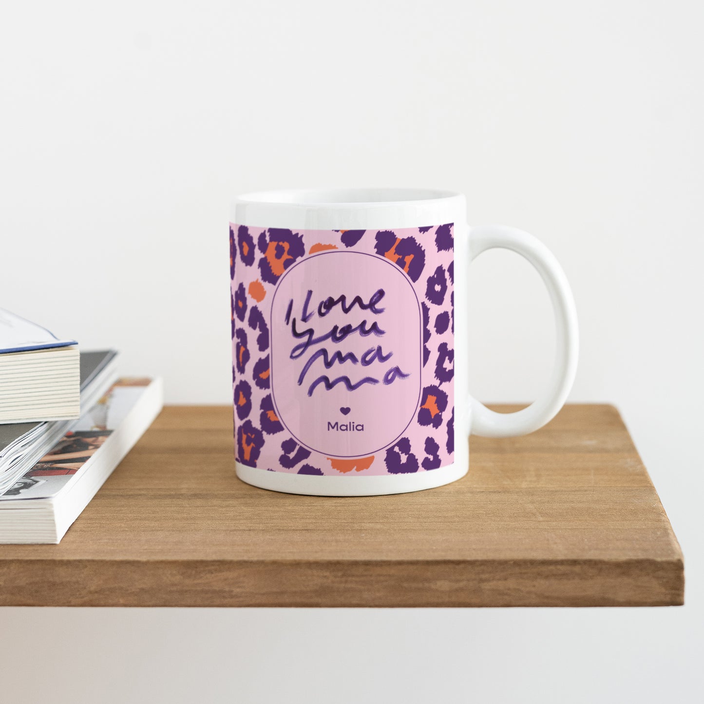 Tasse Objekte Weiß Ich liebe dich Leopard foto N° 4