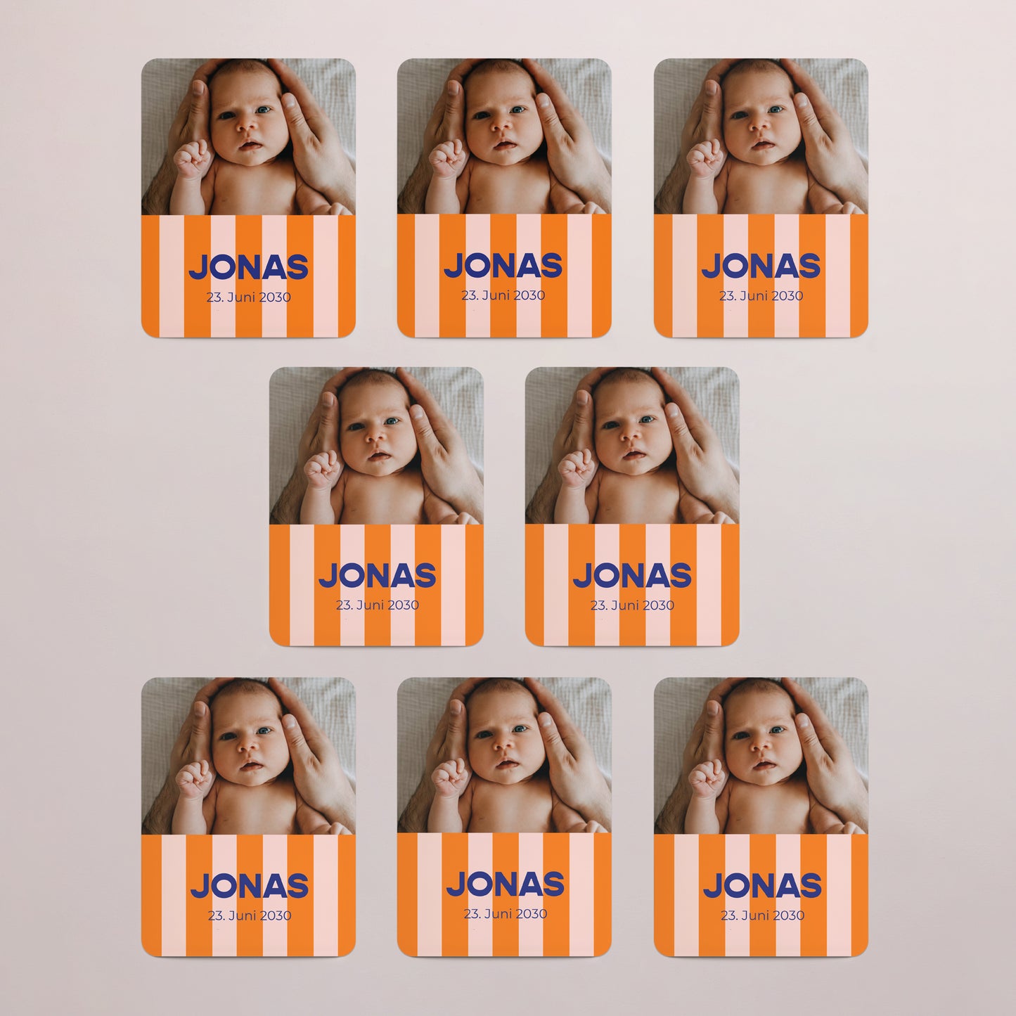 Geburtskarten Set von 8, magnetisch, rechteckig mit abgerundeten Ecken Hola Baby. foto N° 3