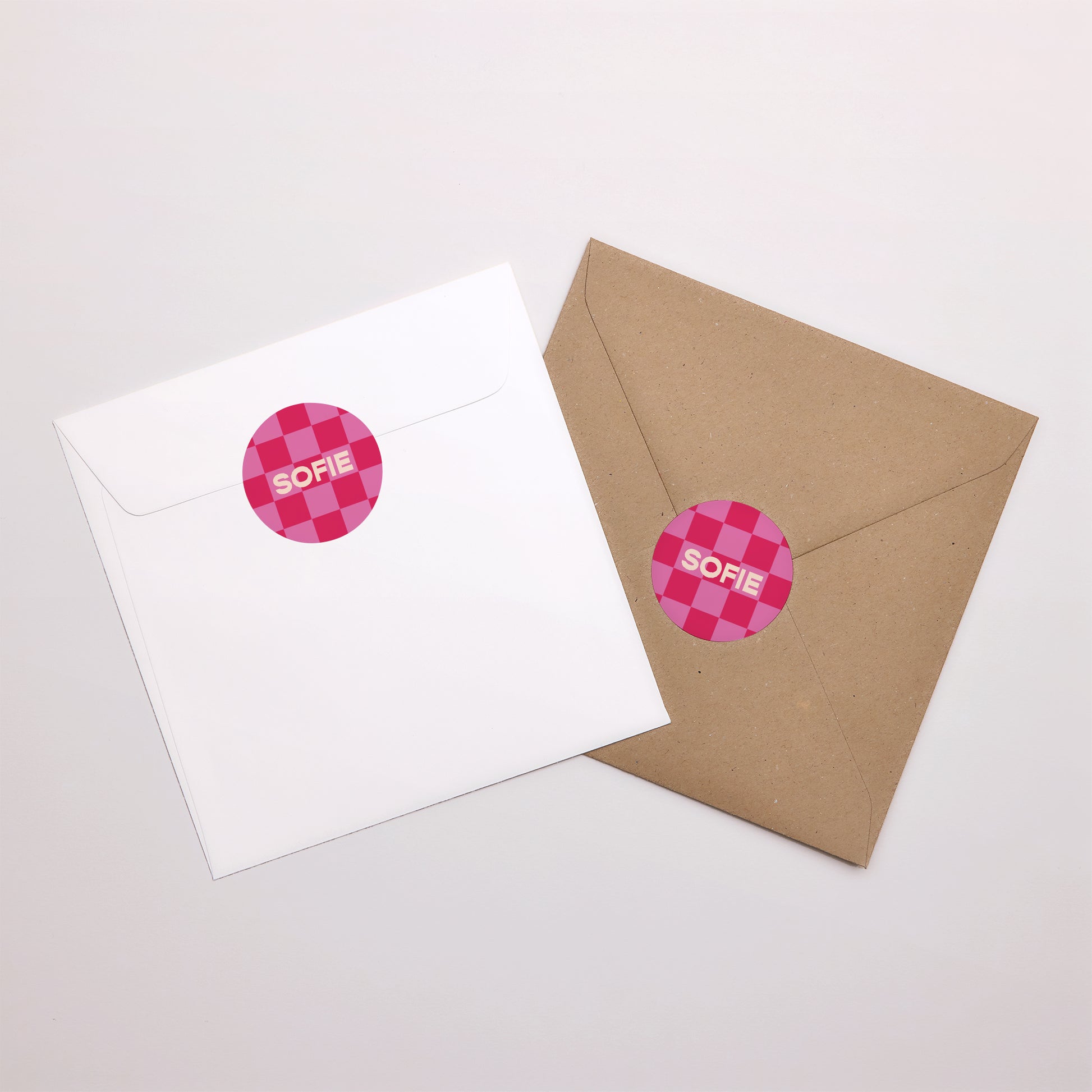 Sticker Geburt Rund Schachbrett in Rosa foto N° 4