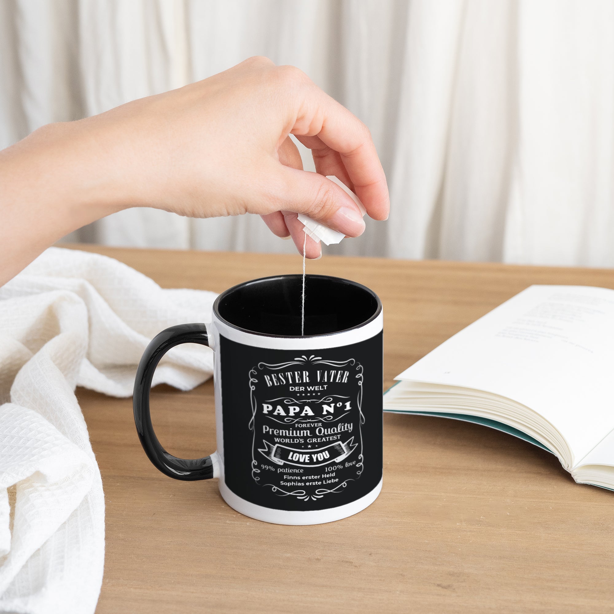 Tasse Objekte Schwarz Bester Vater für immer. foto N° 3