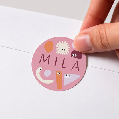 Sticker Geburt Rund Die rosa Zickzacks. foto N° 1