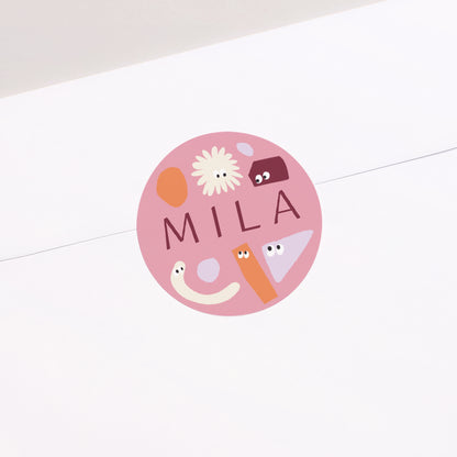 Sticker Geburt Rund Die rosa Zickzacks. foto N° 2