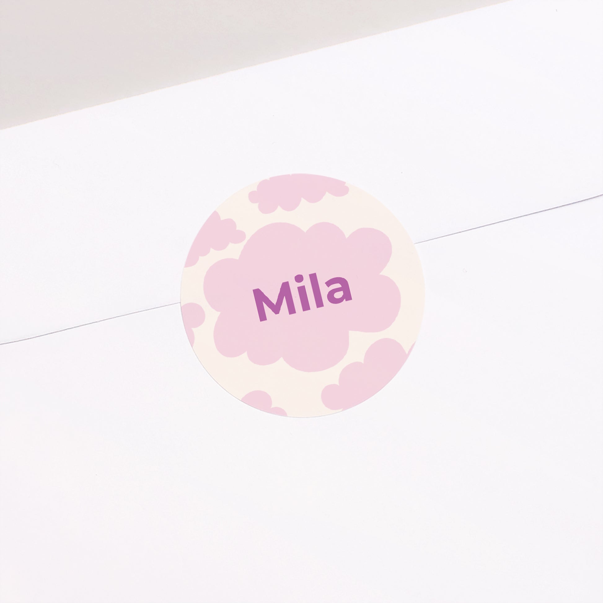 Sticker Geburt Rund Kleiner rosa Wolke foto N° 2