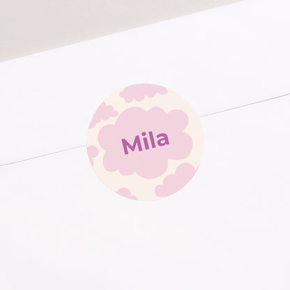Sticker Geburt Rund Kleiner rosa Wolke foto N° 2