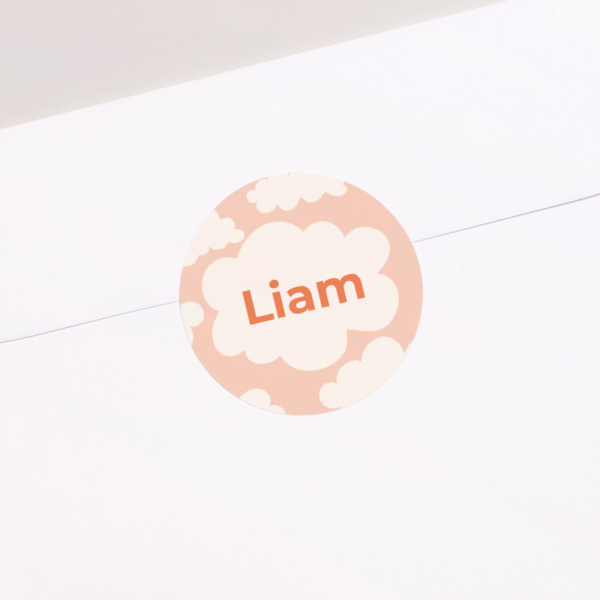 Sticker Geburt Rund Kleiner orangefarbener Wolke foto N° 2