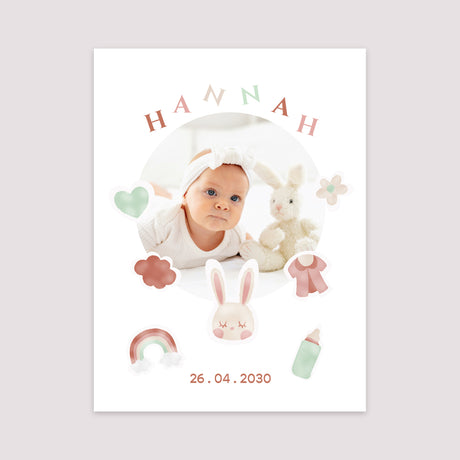 Poster Geburt Porträt Sanfte Pastellfarben.