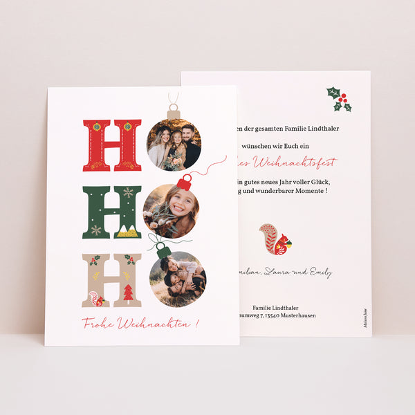 Weihnachtskarte Weihnachten Ho ho ho rot foto
