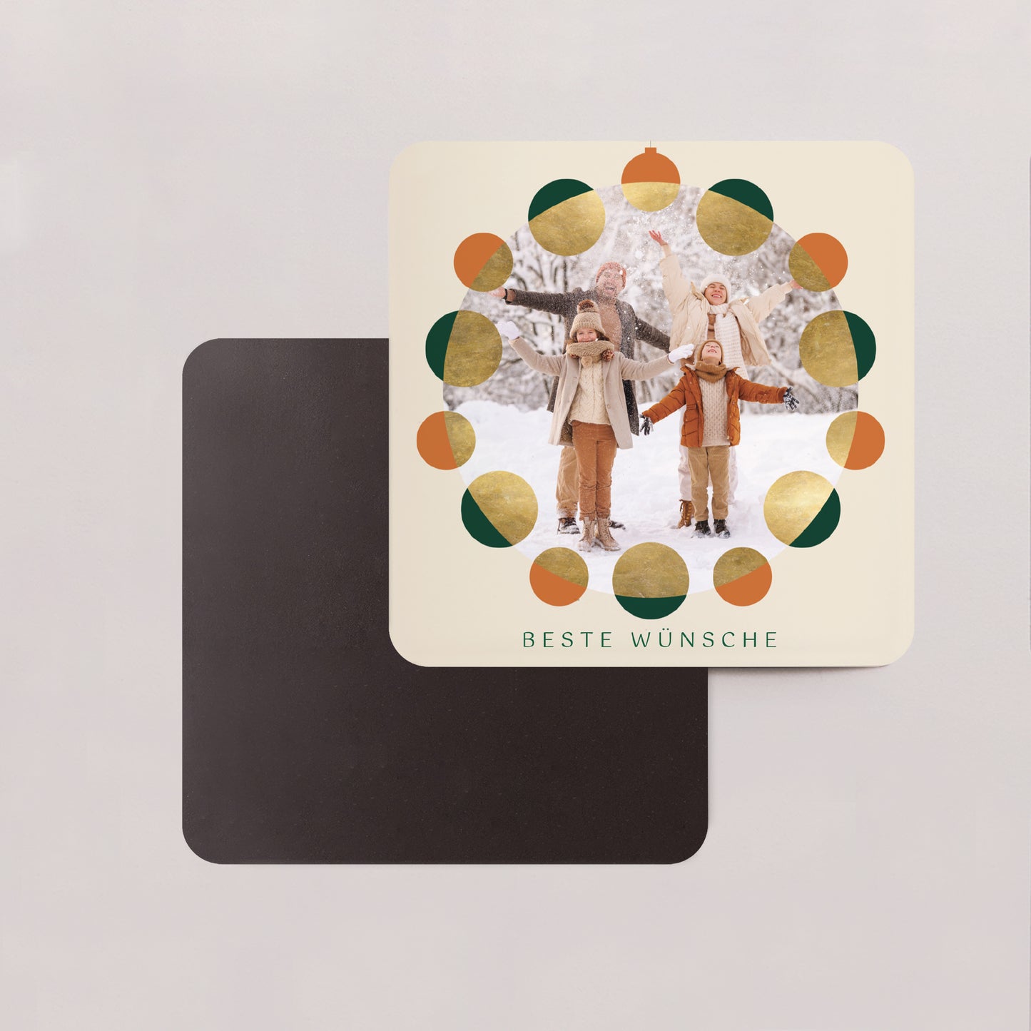 Weihnachtskarte Weihnachten Set von 8, magnetisch, quadratisch mit abgerundeten Ecken Die Wünsche als Schmuck foto N° 2