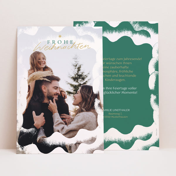 Weihnachtskarte Weihnachten PortraitPorträt Schneeflocken foto