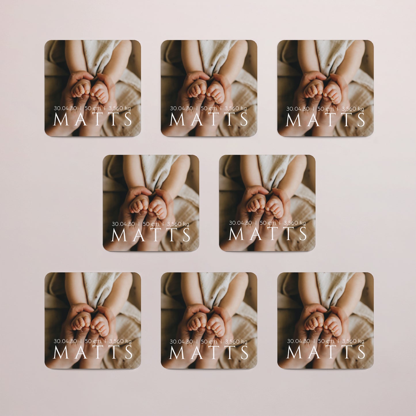 Geburtskarten Set von 8, magnetisch, quadratisch mit abgerundeten Ecken Hallo Baby! foto N° 3