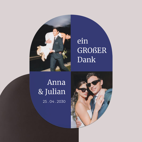 Dankeskarte Hochzeit 8er-Pack, magnetisch, oval Ein GROßES Dankeschön foto