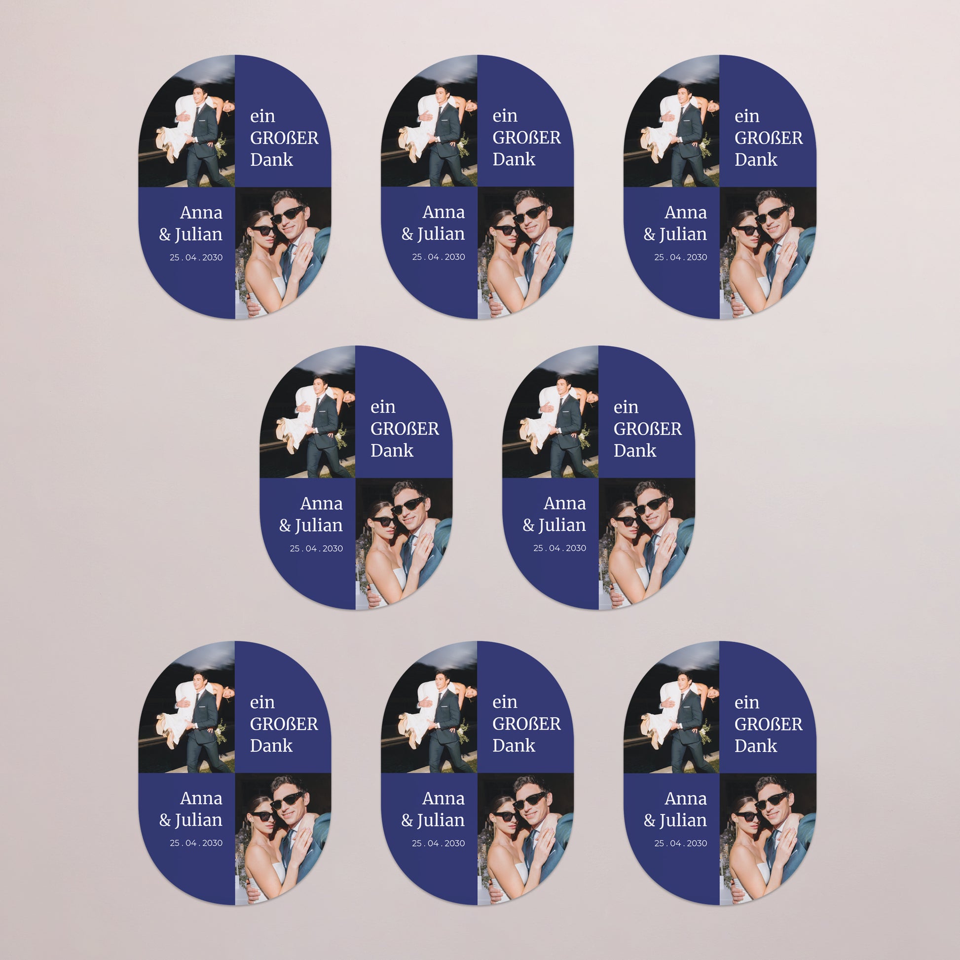 Dankeskarte Hochzeit 8er-Pack, magnetisch, oval Ein GROßES Dankeschön foto N° 3