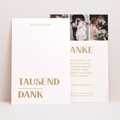 Dankeskarte Hochzeit PortraitPorträt Tausend Dank foto N° 1