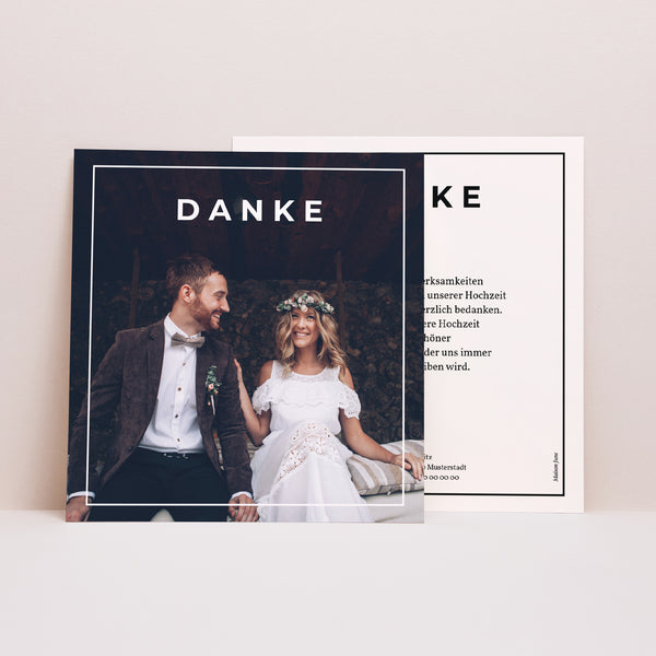 Dankeskarte Hochzeit Quadrat unvergessliche Erinnerungen foto