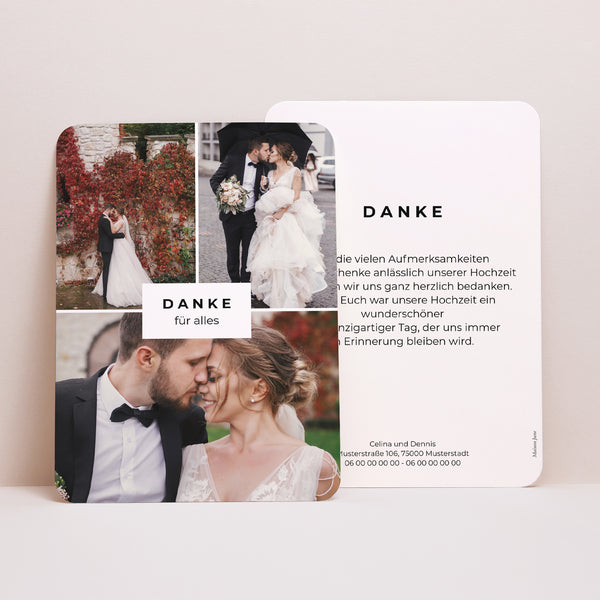Dankeskarte Hochzeit Porträt, abgerundete Kanten Vielen Dank! foto