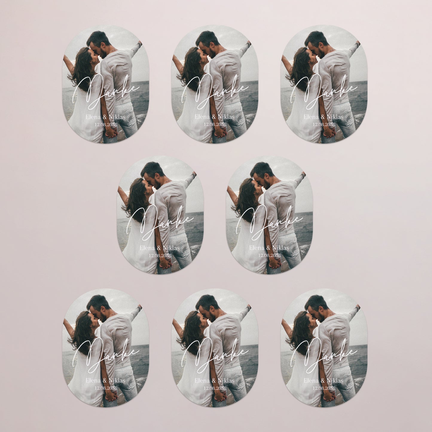 Dankeskarte Hochzeit 8er-Pack, magnetisch, oval Ich liebe dich III foto N° 3