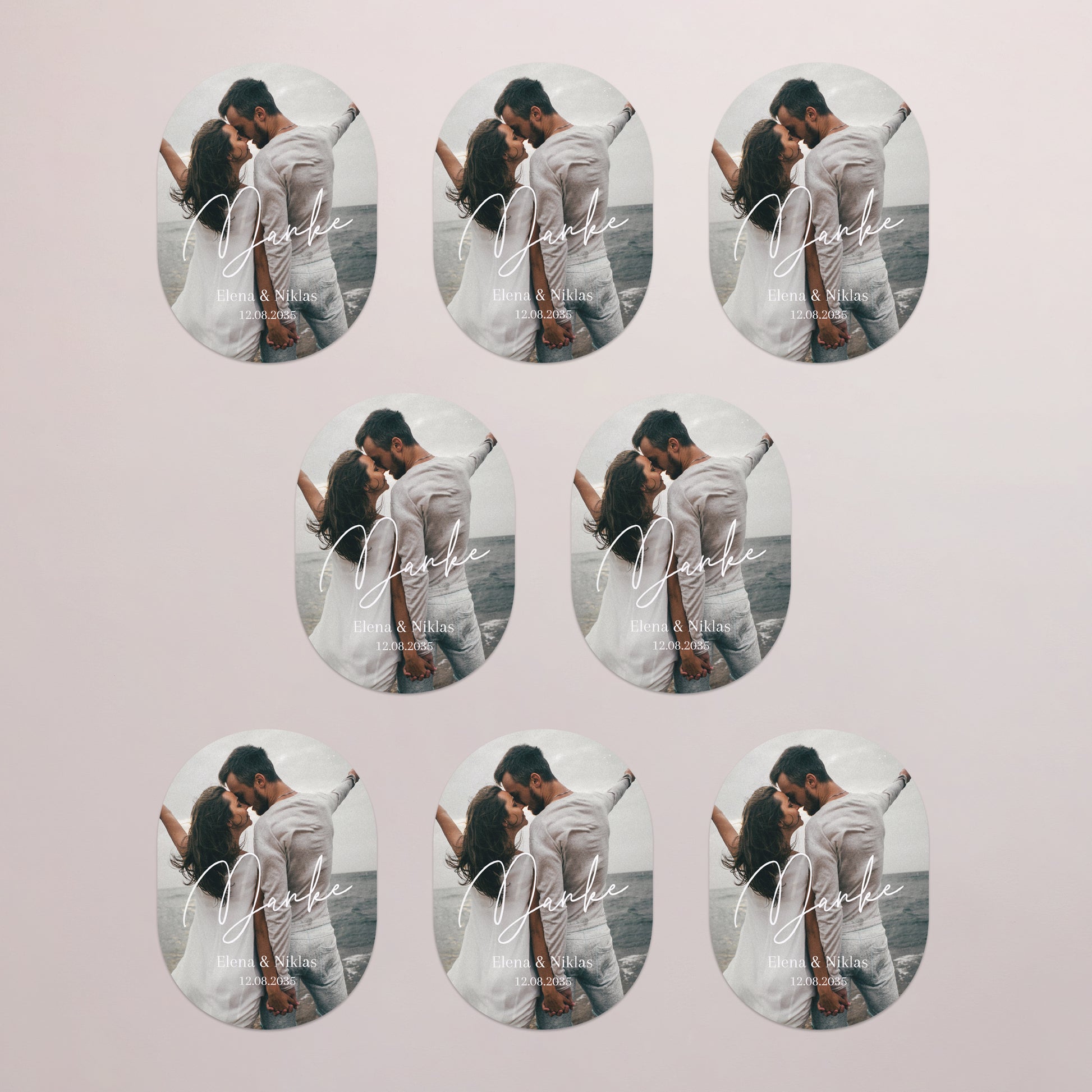 Dankeskarte Hochzeit 8er-Pack, magnetisch, oval Ich liebe dich III foto N° 3