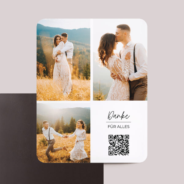 Dankeskarte Hochzeit Set von 8, magnetisch, rechteckig mit abgerundeten Ecken Hochzeit unserer Träume foto