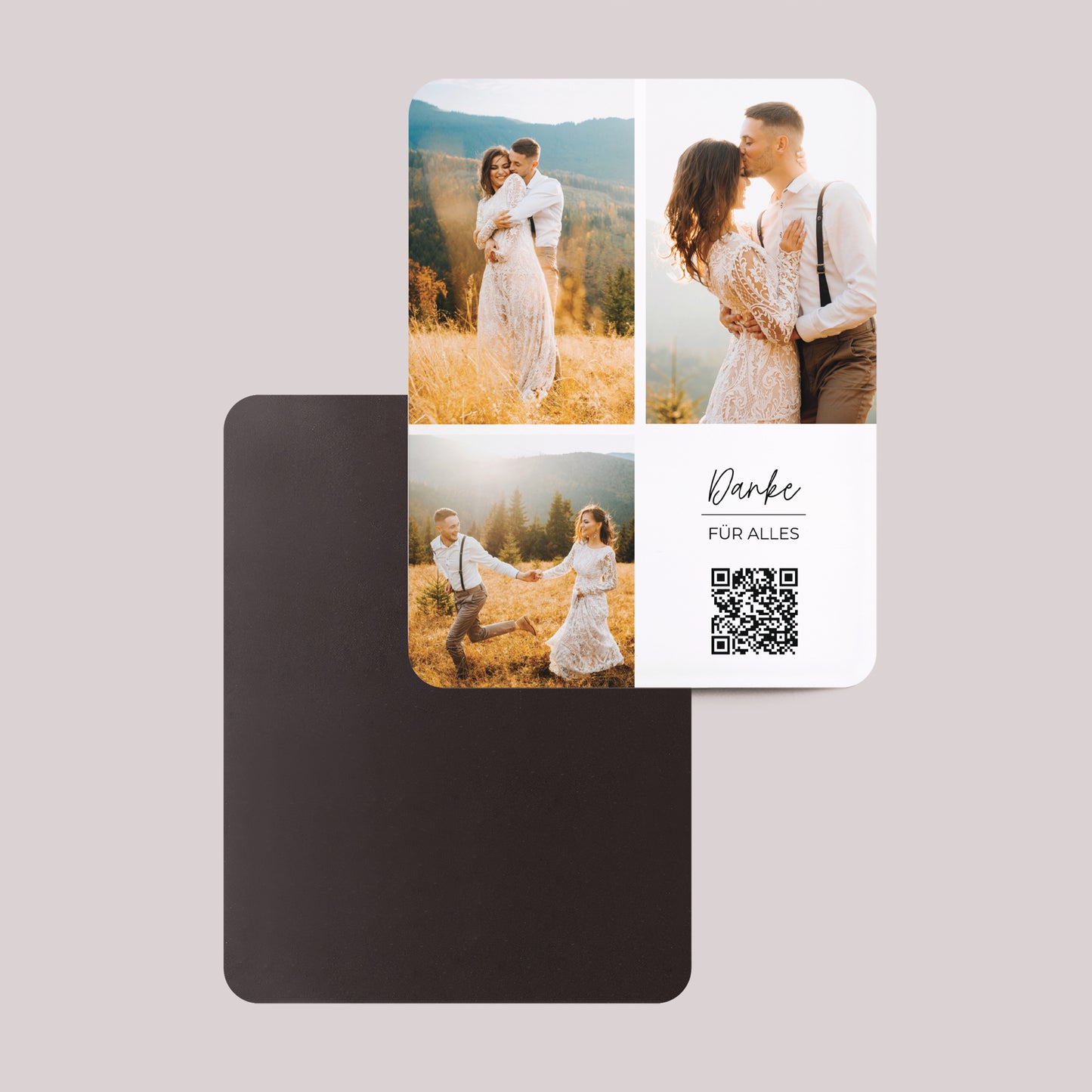 Dankeskarte Hochzeit Set von 8, magnetisch, rechteckig mit abgerundeten Ecken Hochzeit unserer Träume foto N° 2