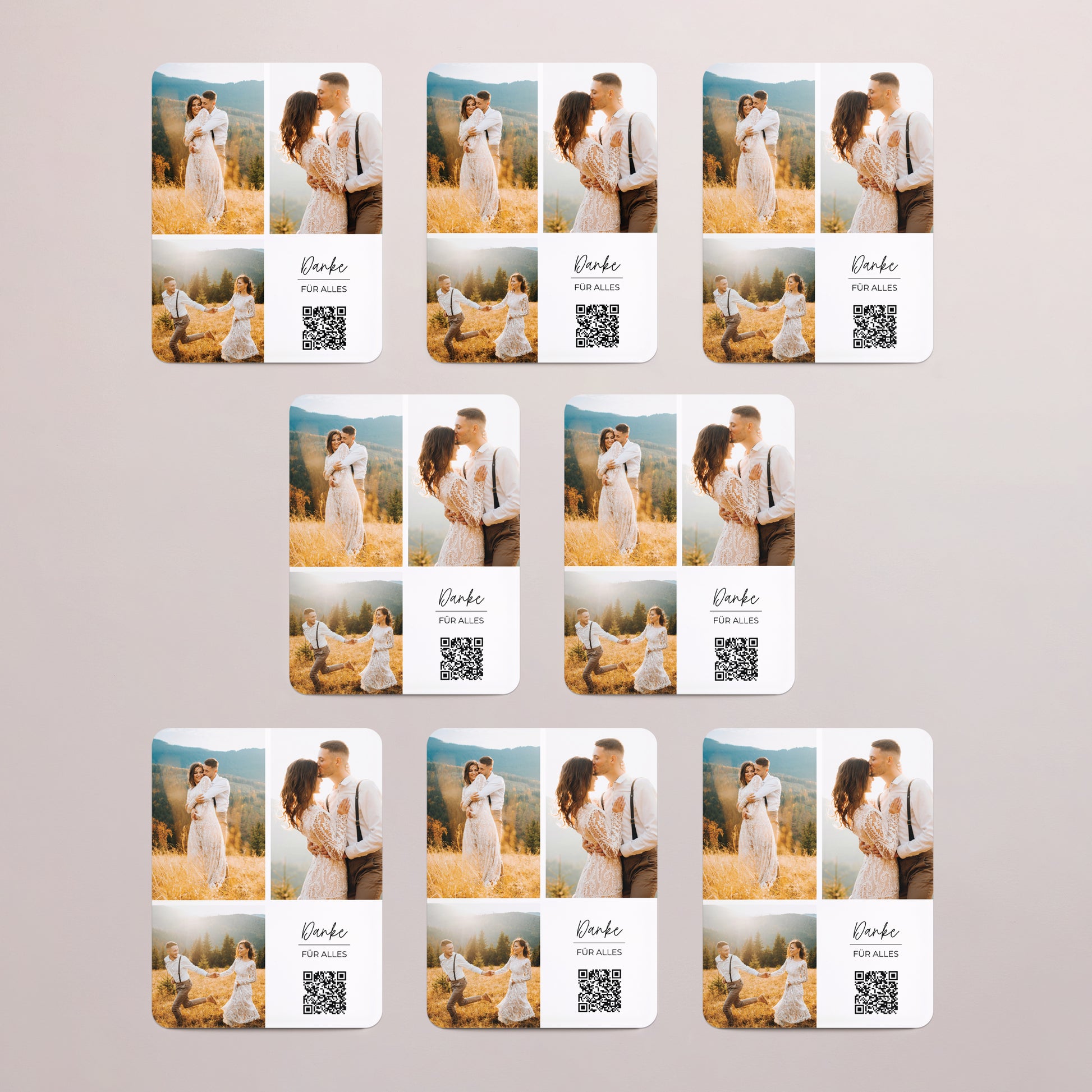 Dankeskarte Hochzeit Set von 8, magnetisch, rechteckig mit abgerundeten Ecken Hochzeit unserer Träume foto N° 3