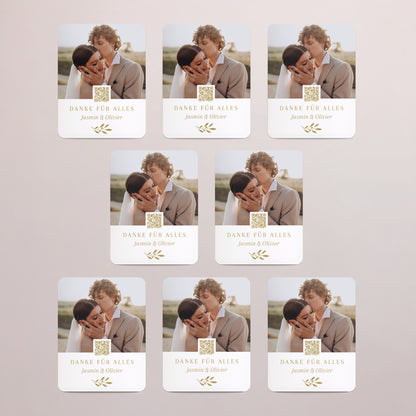 Dankeskarte Hochzeit Set von 8, magnetisch, rechteckig mit abgerundeten Ecken Dankeschön in Gold foto N° 3