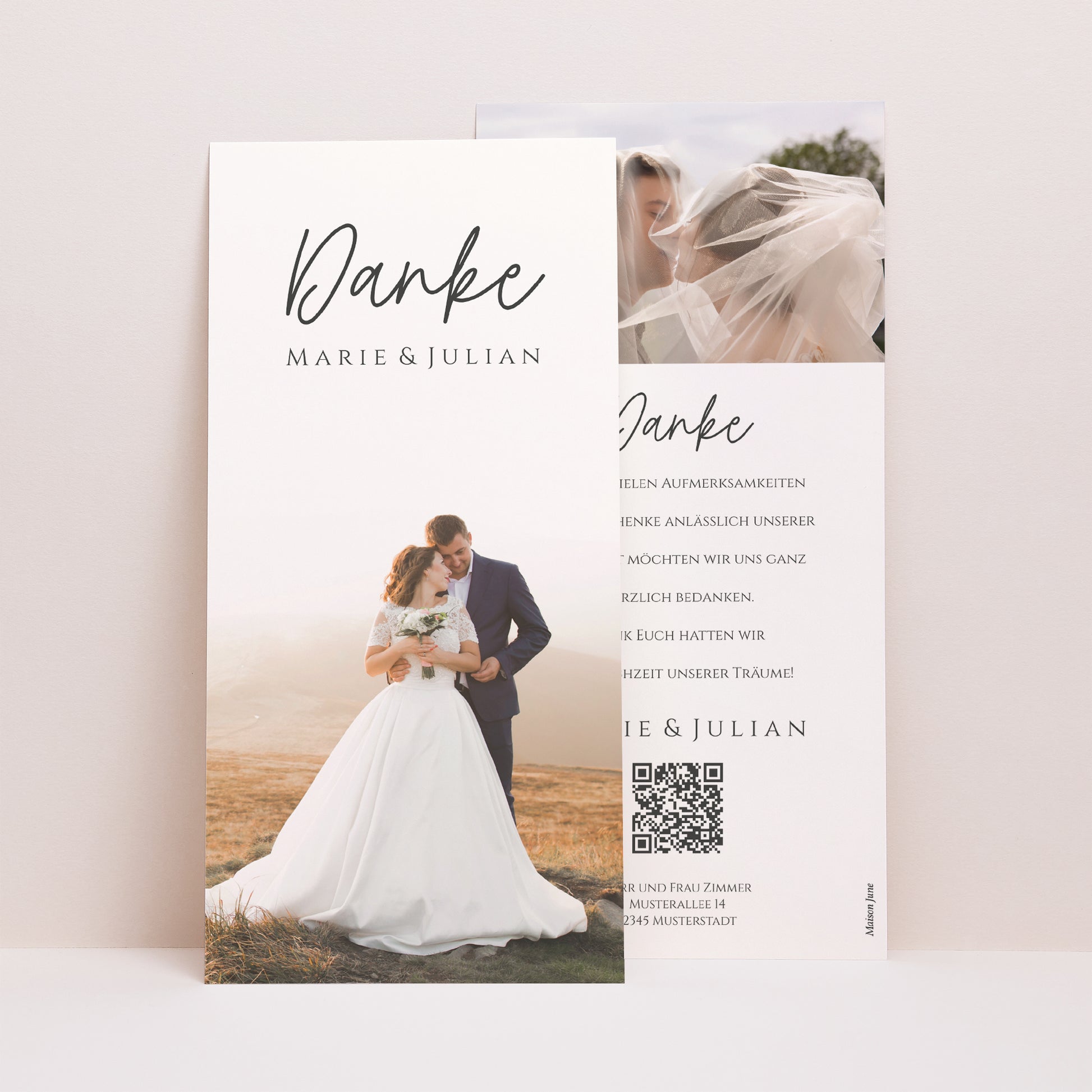 Dankeskarte Hochzeit Panoramatisches Porträt Der schönste Tag foto N° 1
