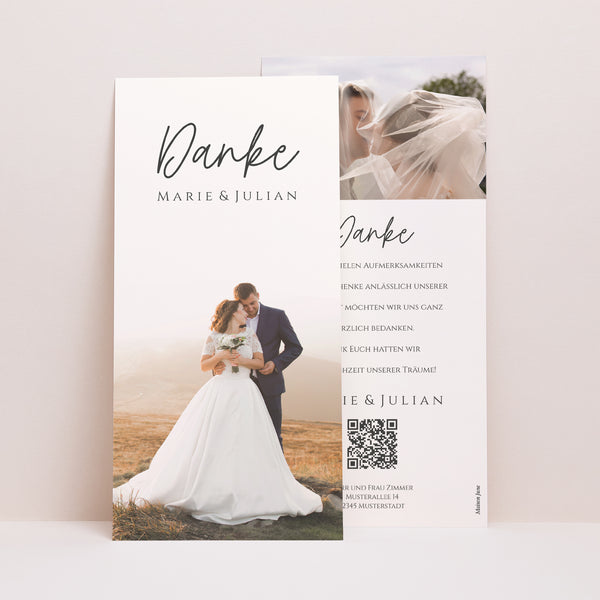 Dankeskarte Hochzeit Panoramatisches Porträt Der schönste Tag foto